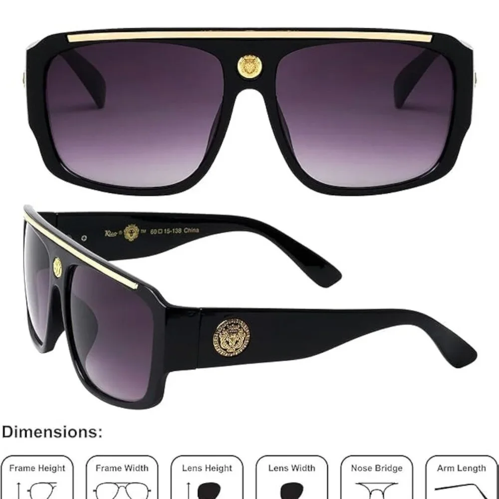 Men Sunglasses clear Lens Black Frame Designer Elegant Hip Hop Style Fashion New